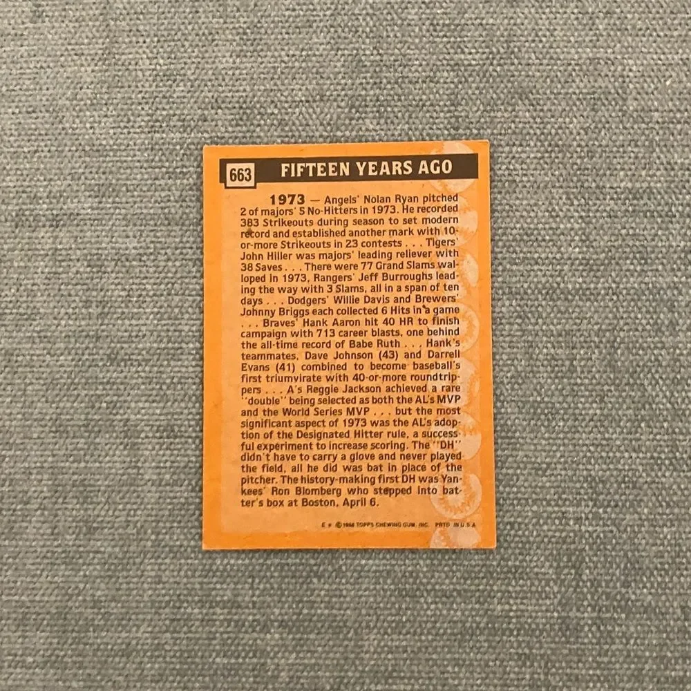 1988 Topps Baseball Card Trading Card